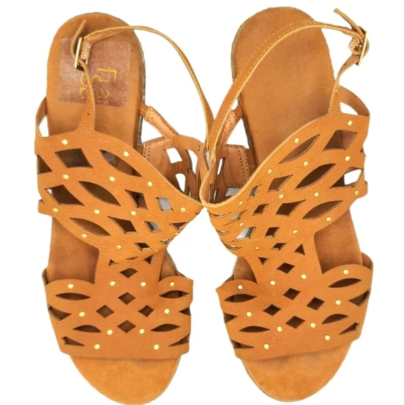 Franco Sarto Faux Espadrilles Size 8 Brown 2" inch - Picture 2 of 8